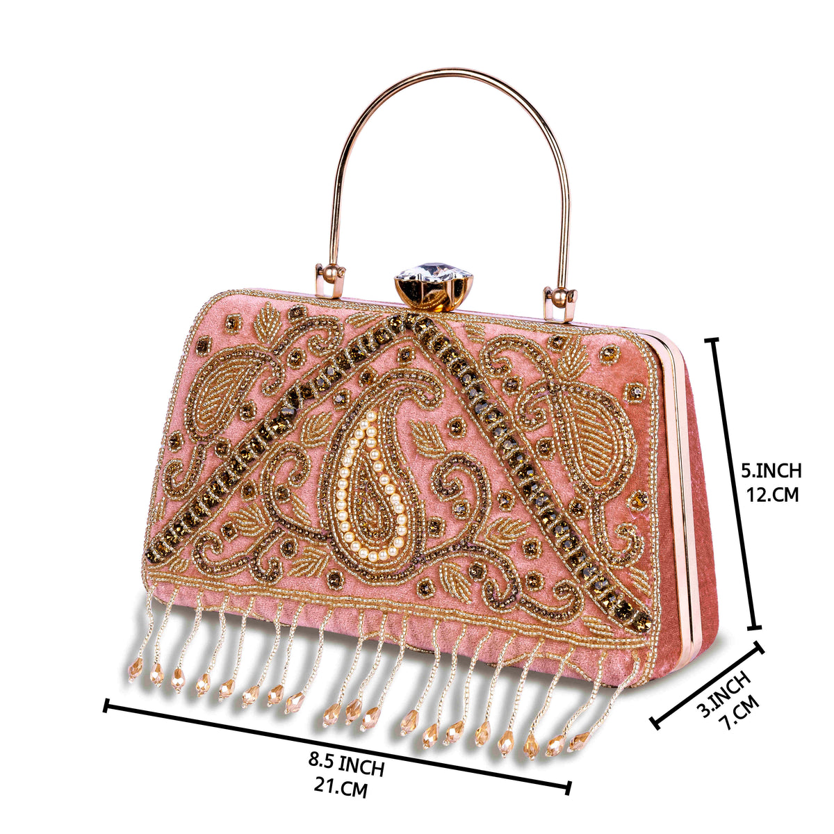 KarryQ Pink Paisley Velvet Clutch