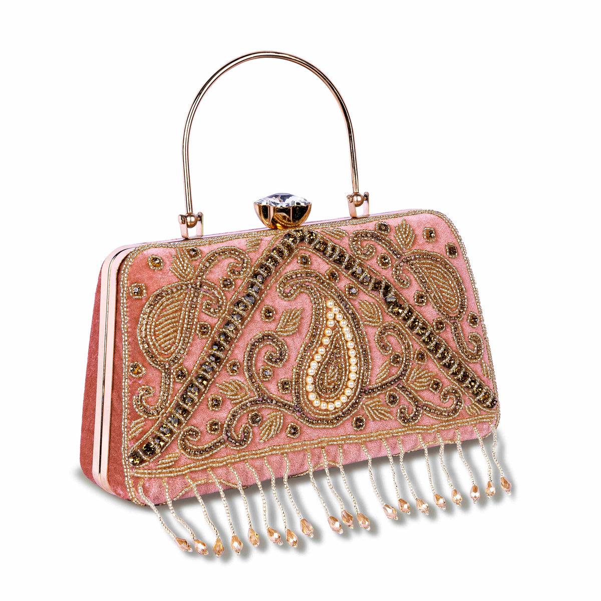 KarryQ Pink Paisley Velvet Clutch