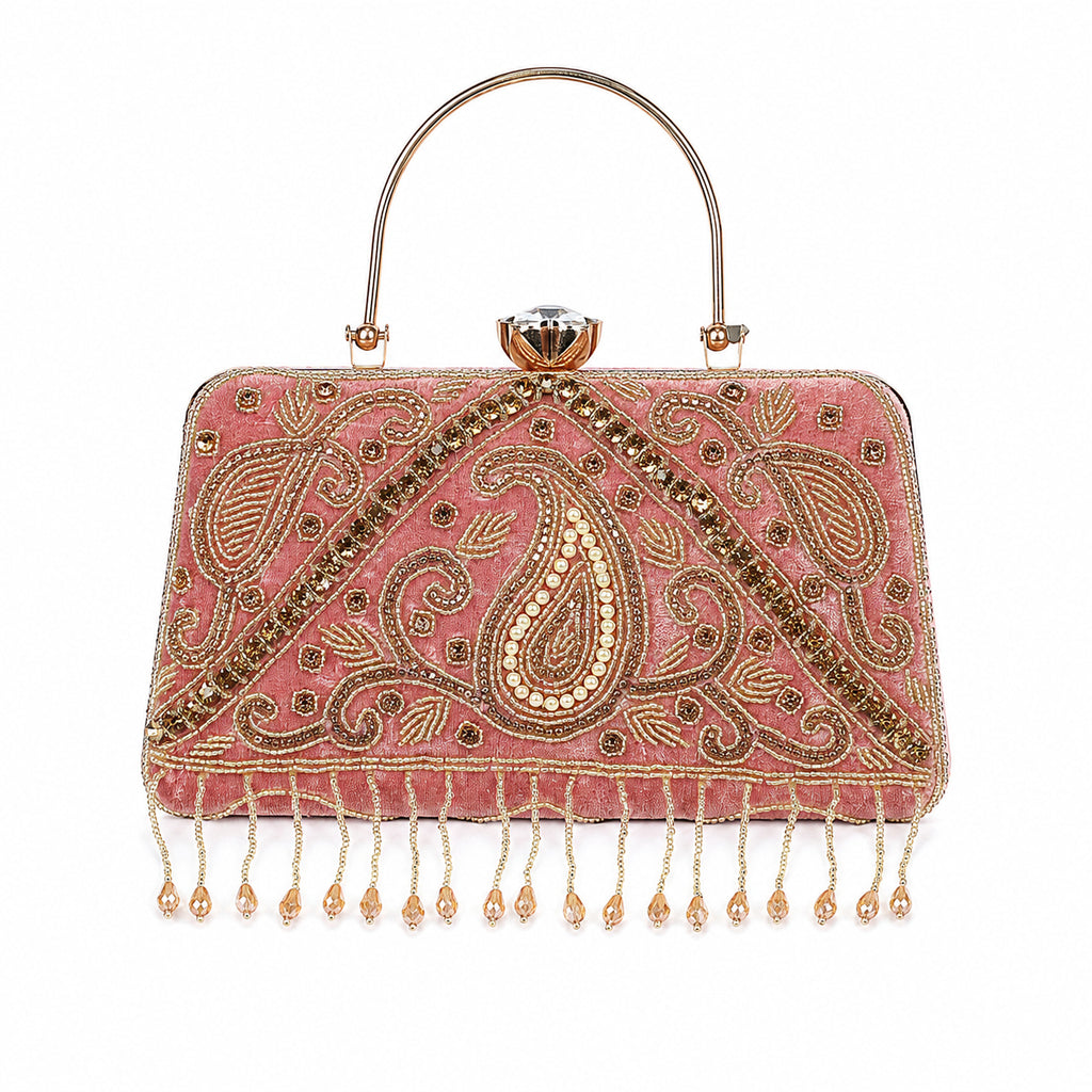 KarryQ Pink Paisley Velvet Clutch