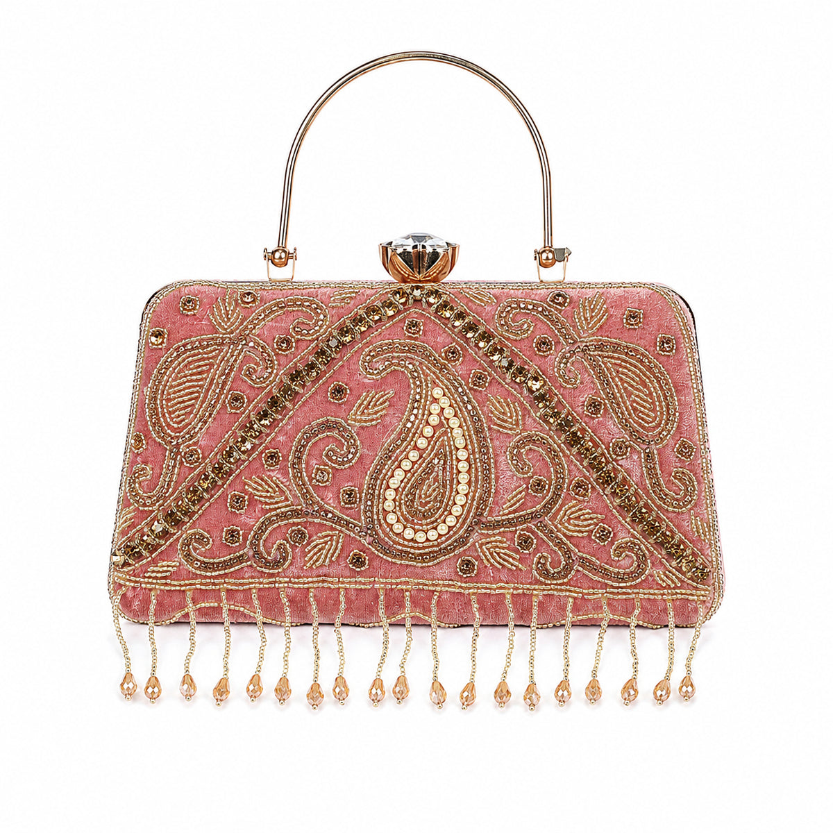 KarryQ Pink Paisley Velvet Clutch