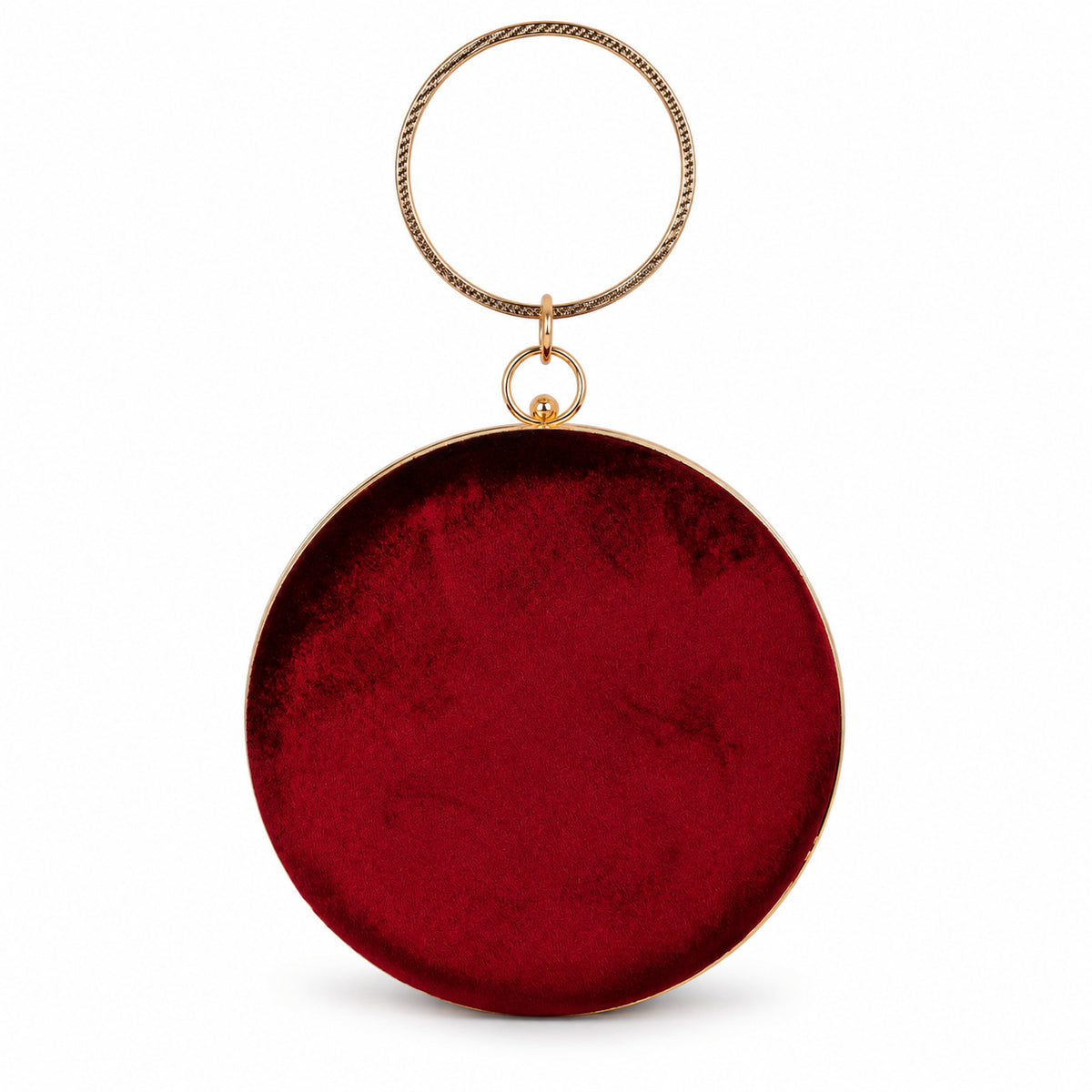 KarryQ Maroon Floral Brooch Velvet Clutch