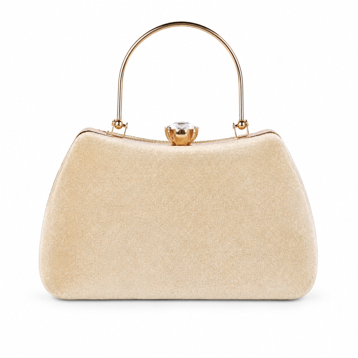 KarryQ Beige Floral Vine Velvet Clutch