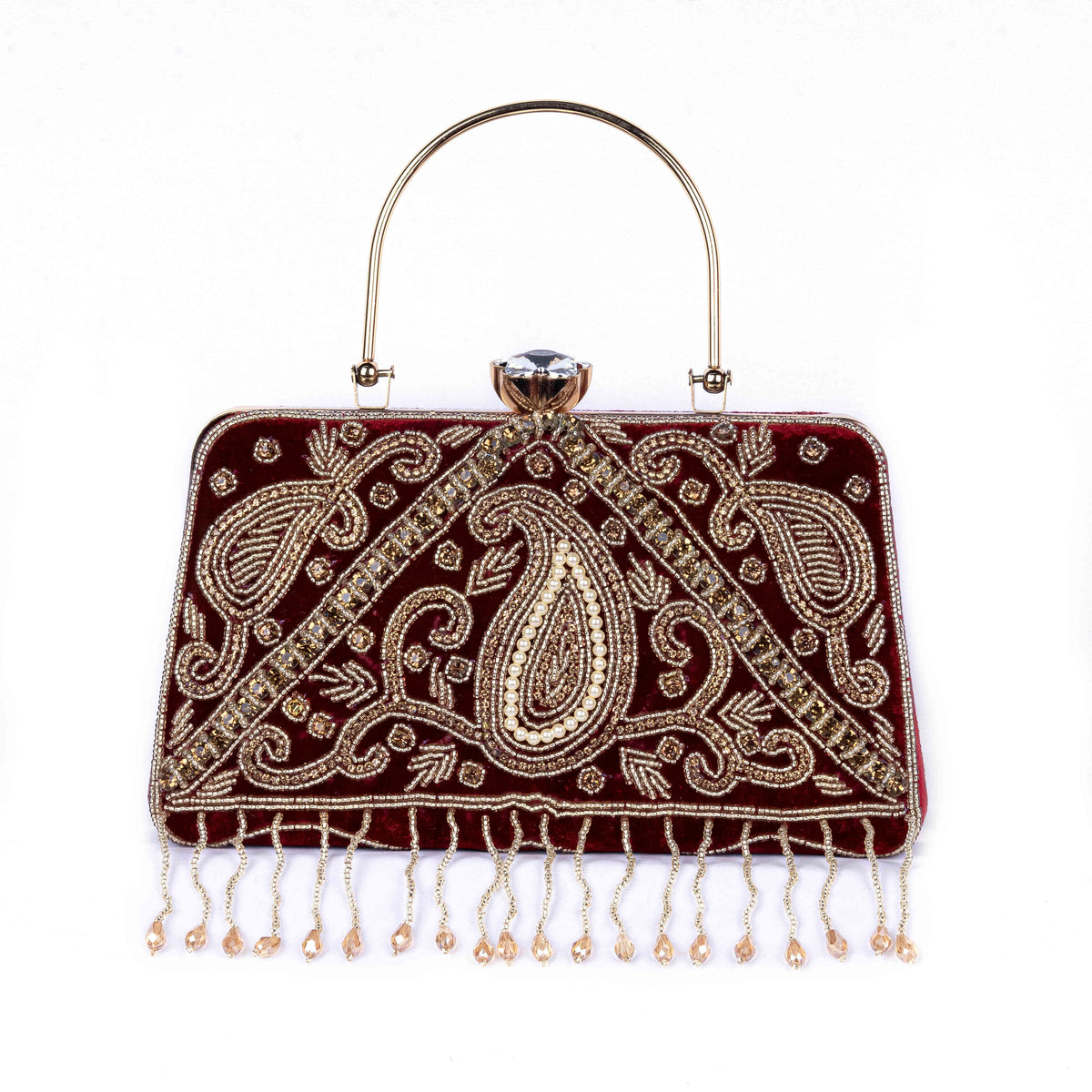 KarryQ Maroon Paisley Velvet Clutch