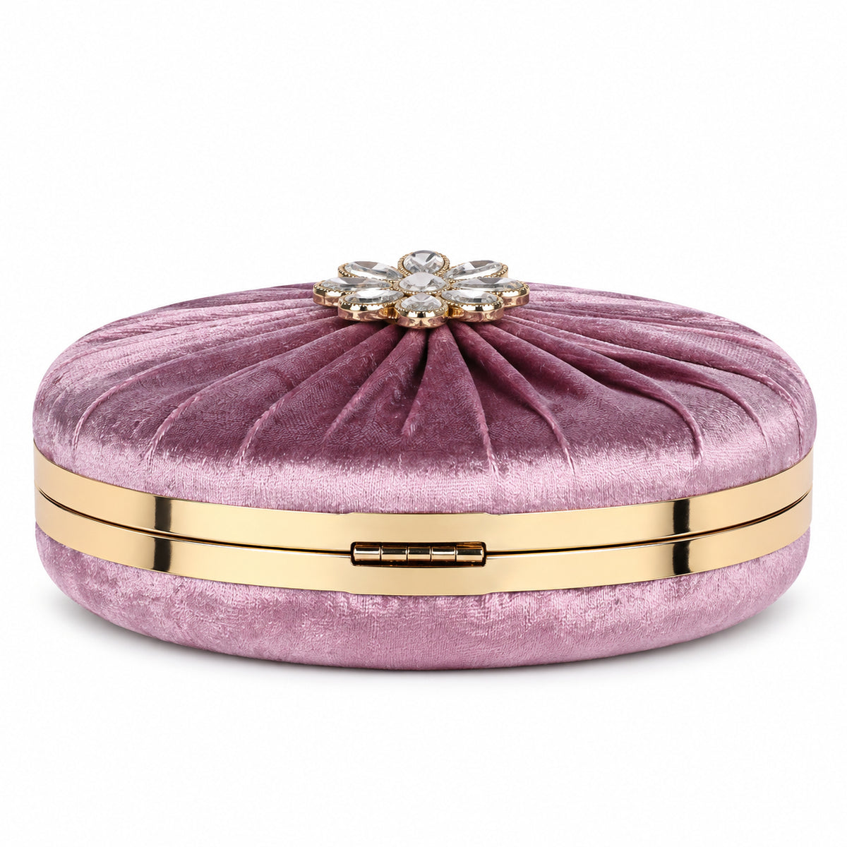 KarryQ Pleated Rosette Velvet Clutch