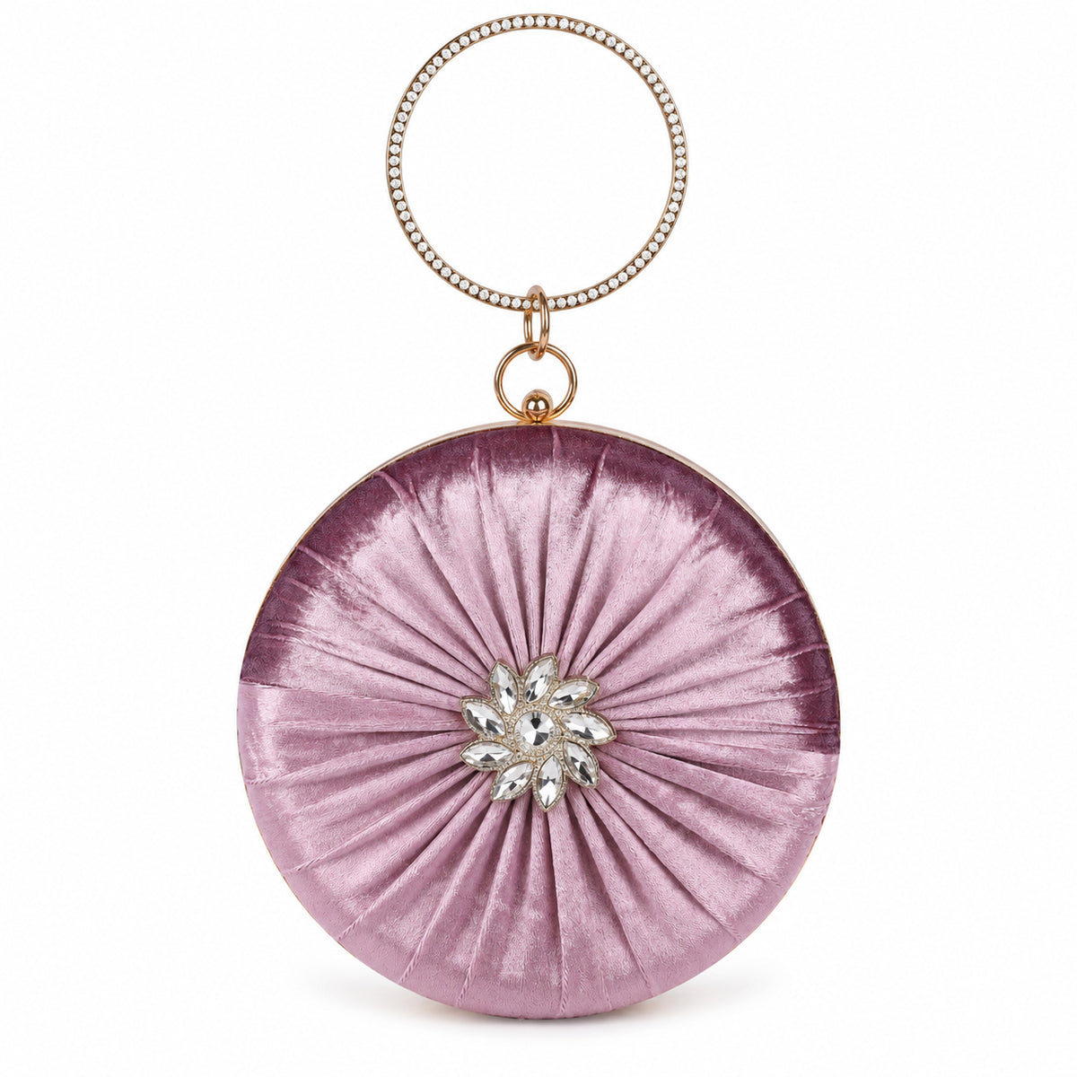 KarryQ Pleated Rosette Velvet Clutch
