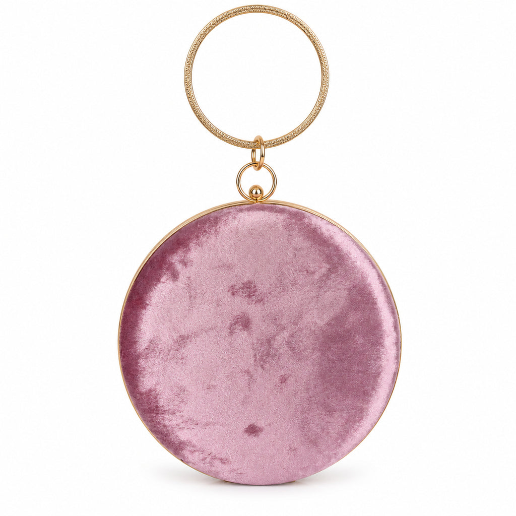 KarryQ Pleated Rosette Velvet Clutch