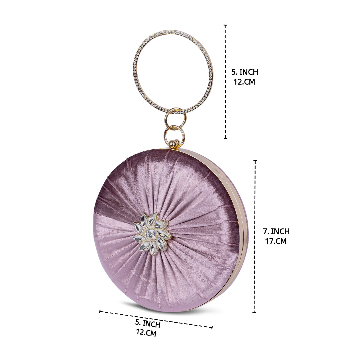 KarryQ Pleated Rosette Velvet Clutch