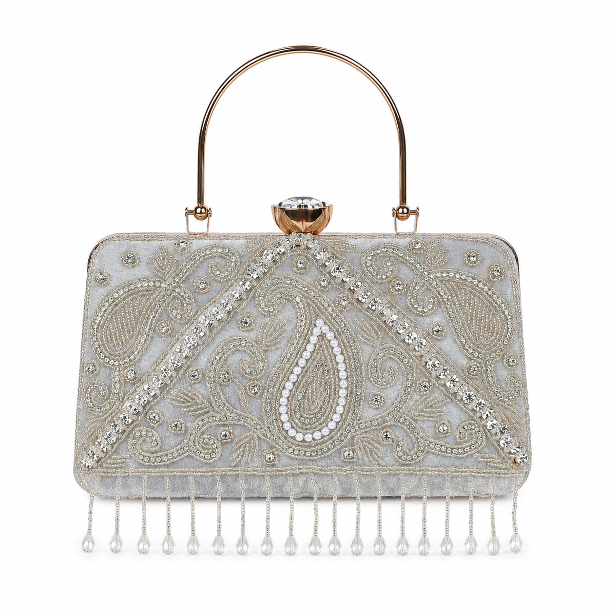 KarryQ Grey Paisley Velvet Clutch