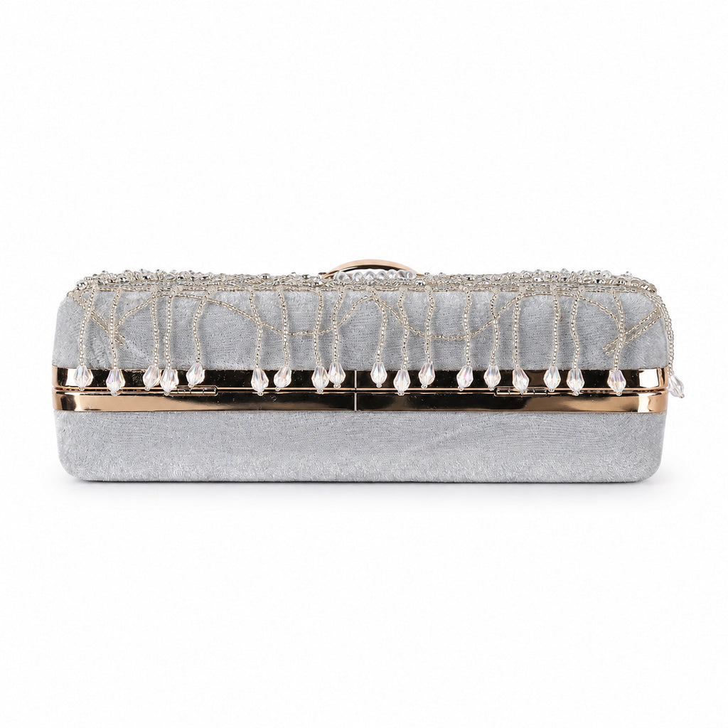 KarryQ Grey Paisley Velvet Clutch