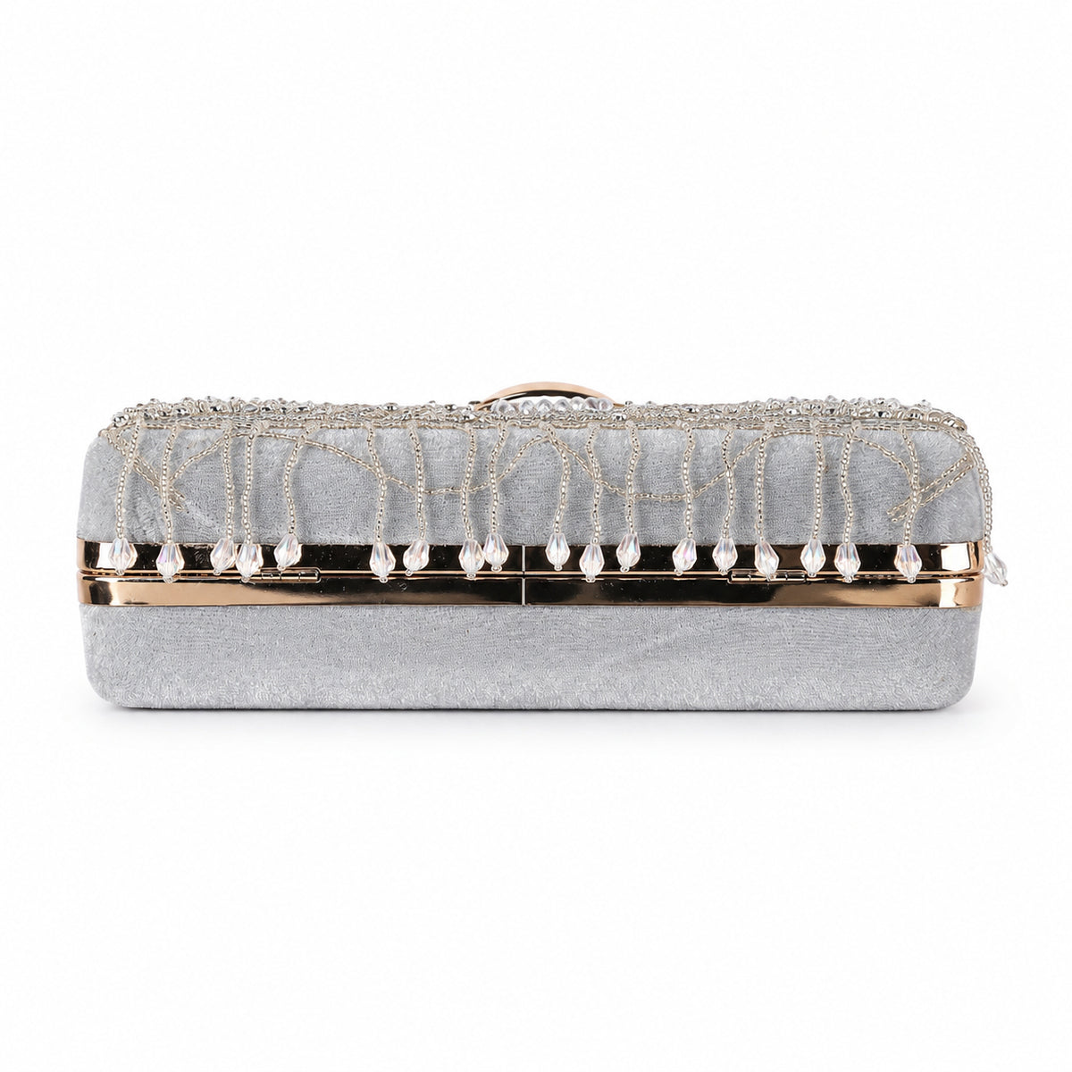 KarryQ Grey Paisley Velvet Clutch