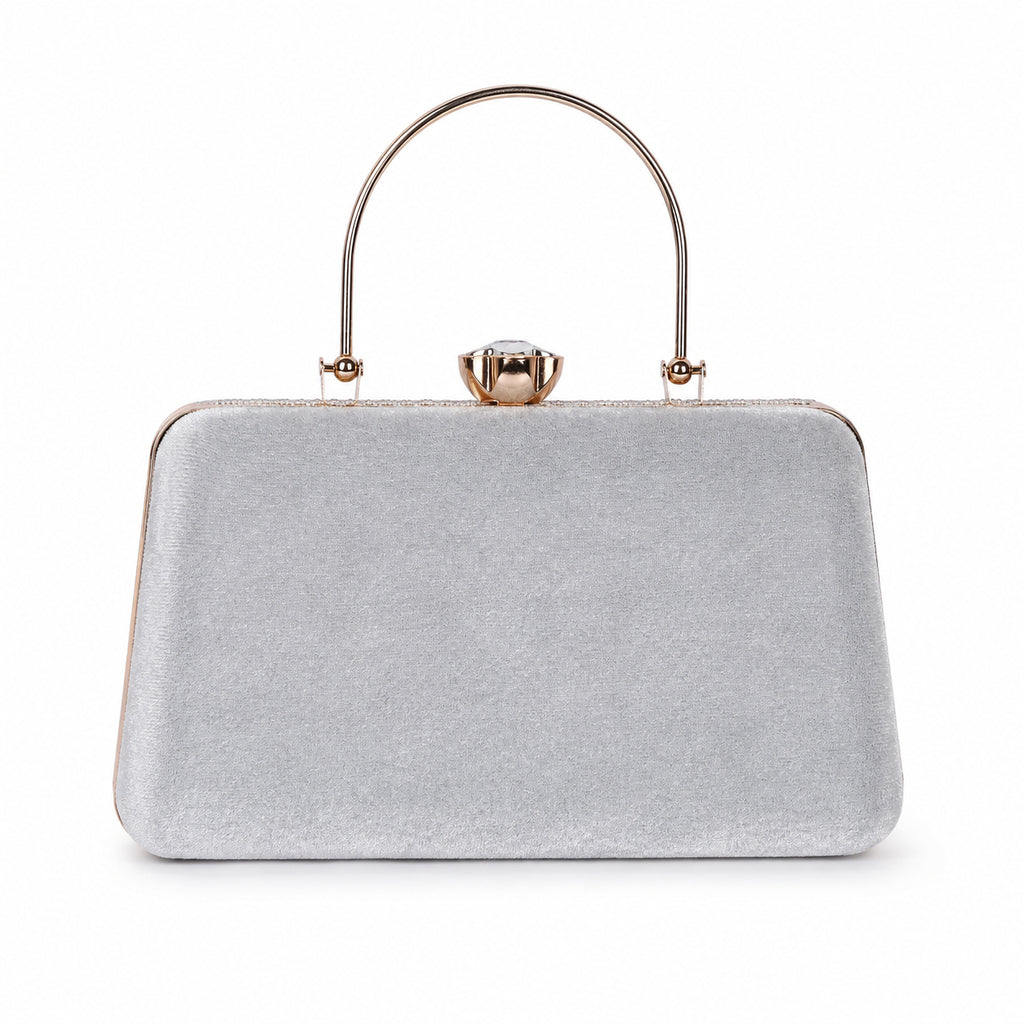 KarryQ Grey Paisley Velvet Clutch