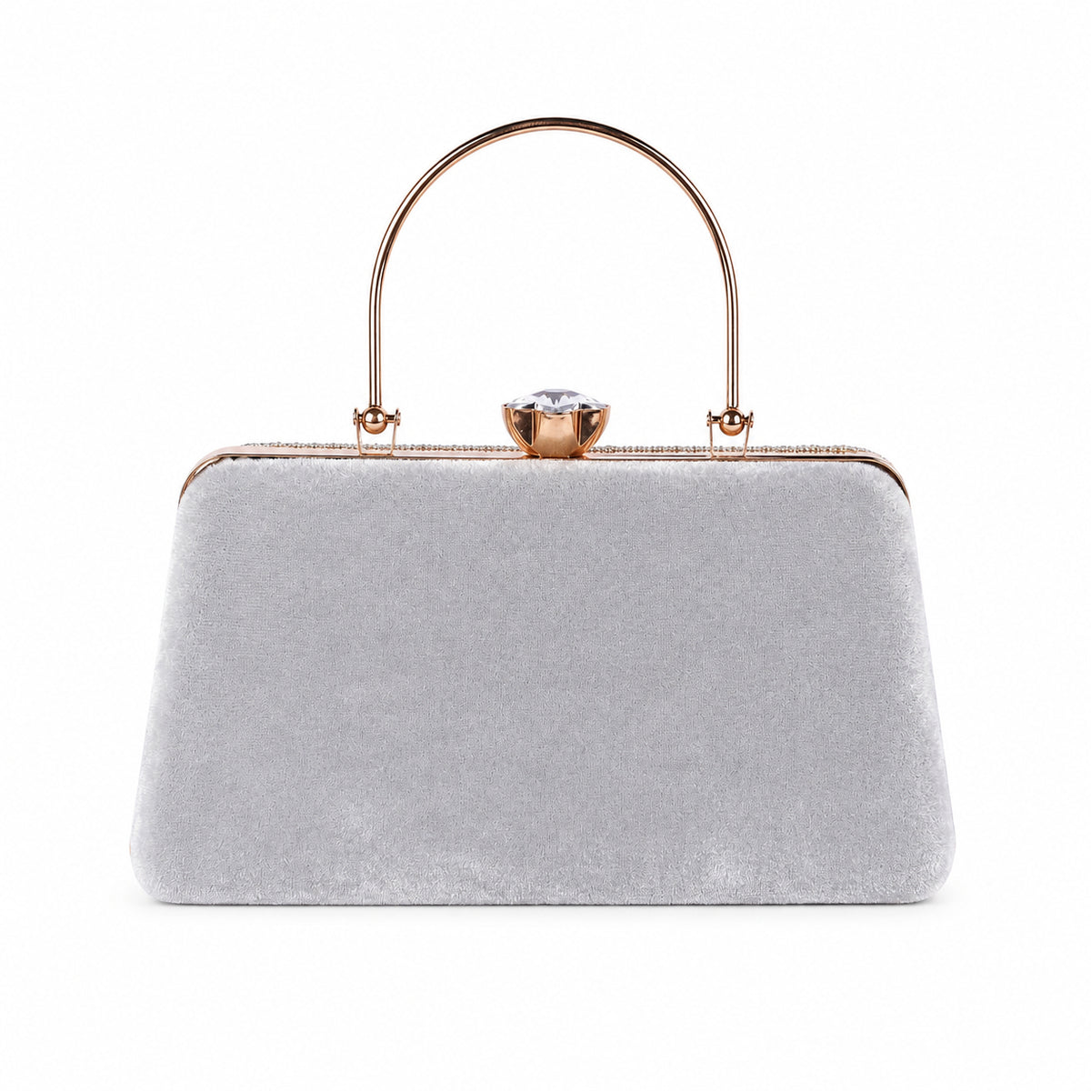 KarryQ Grey Floral Scroll Velvet Clutch