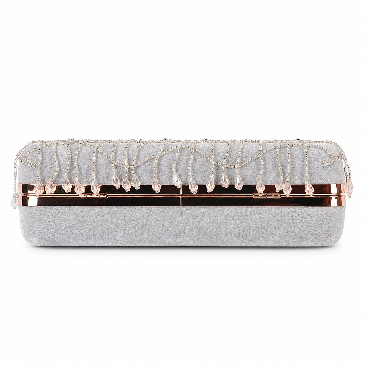 KarryQ Grey Floral Scroll Velvet Clutch