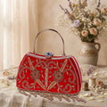 KarryQ Red Floral Vine Velvet Clutch