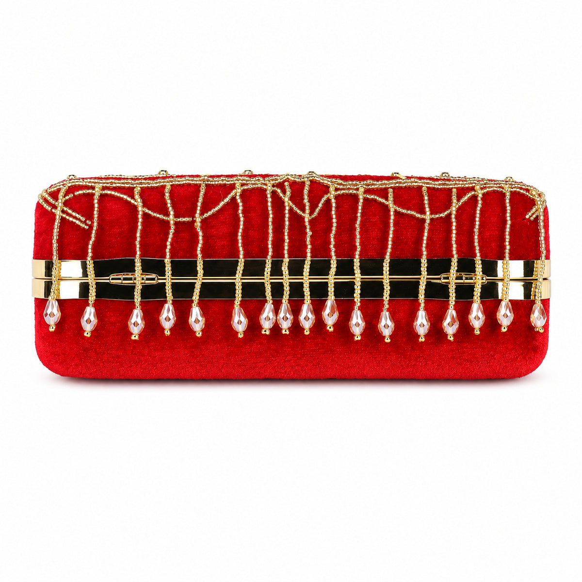 KarryQ Red Floral Vine Velvet Clutch
