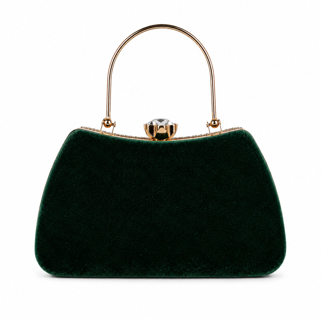 KarryQ Green Floral Vine Velvet Clutch