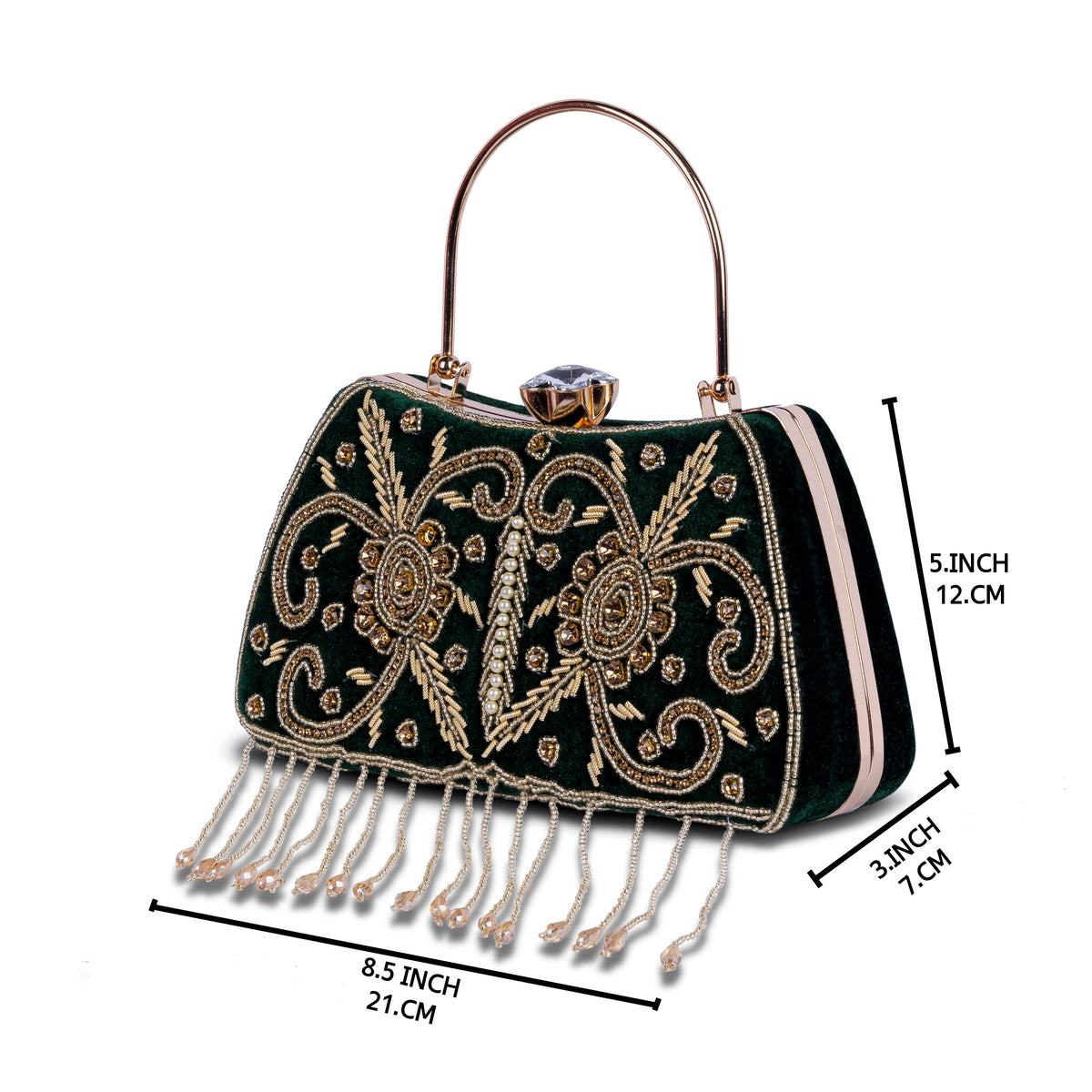 KarryQ Green Floral Vine Velvet Clutch