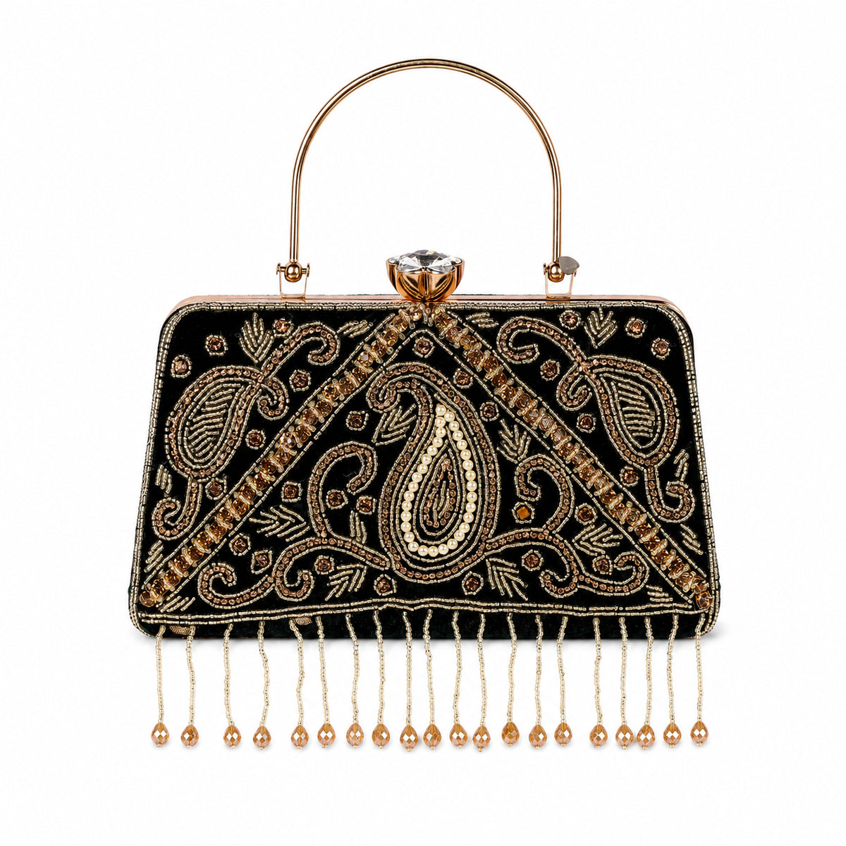 KarryQ Green Paisley Velvet Clutch