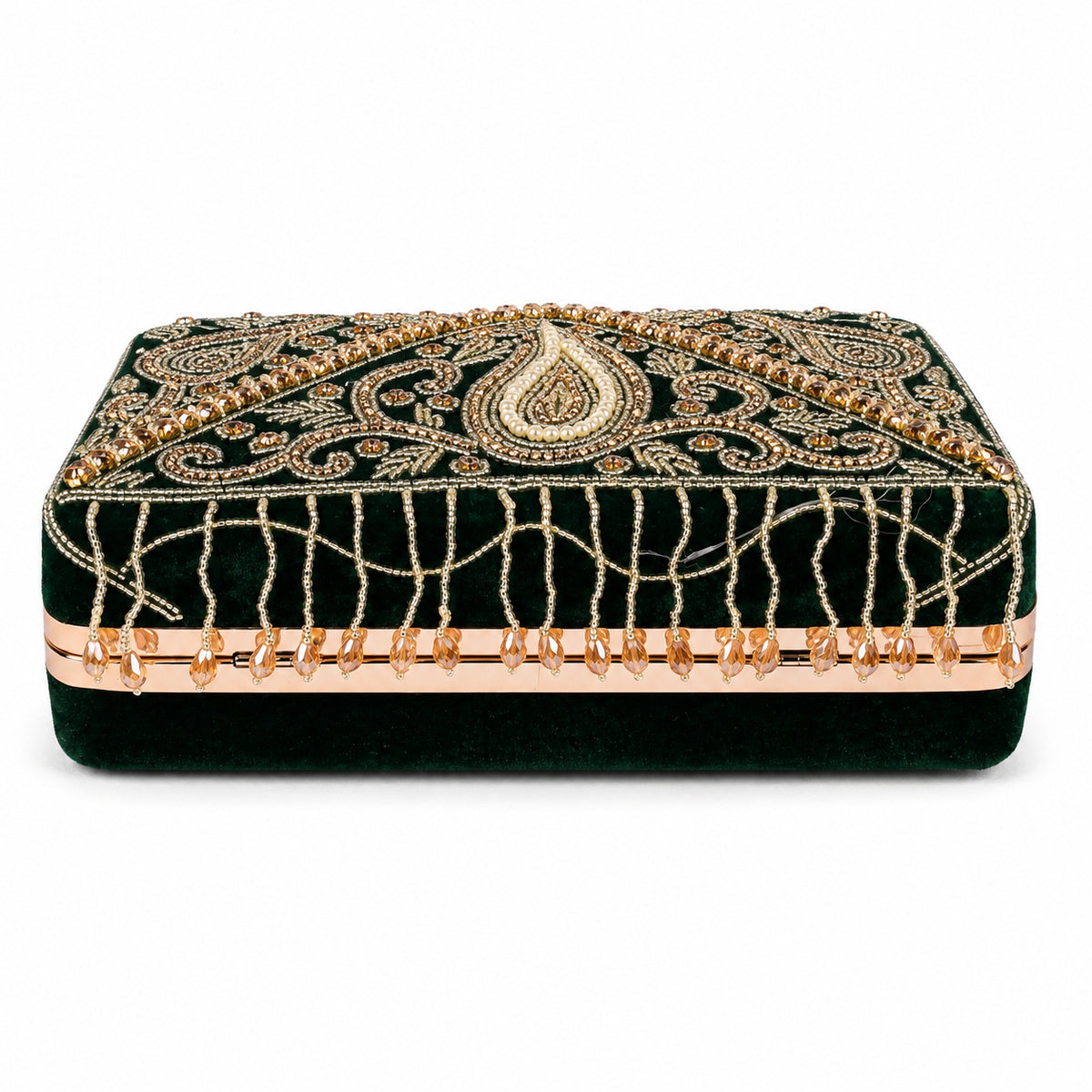 KarryQ Green Paisley Velvet Clutch