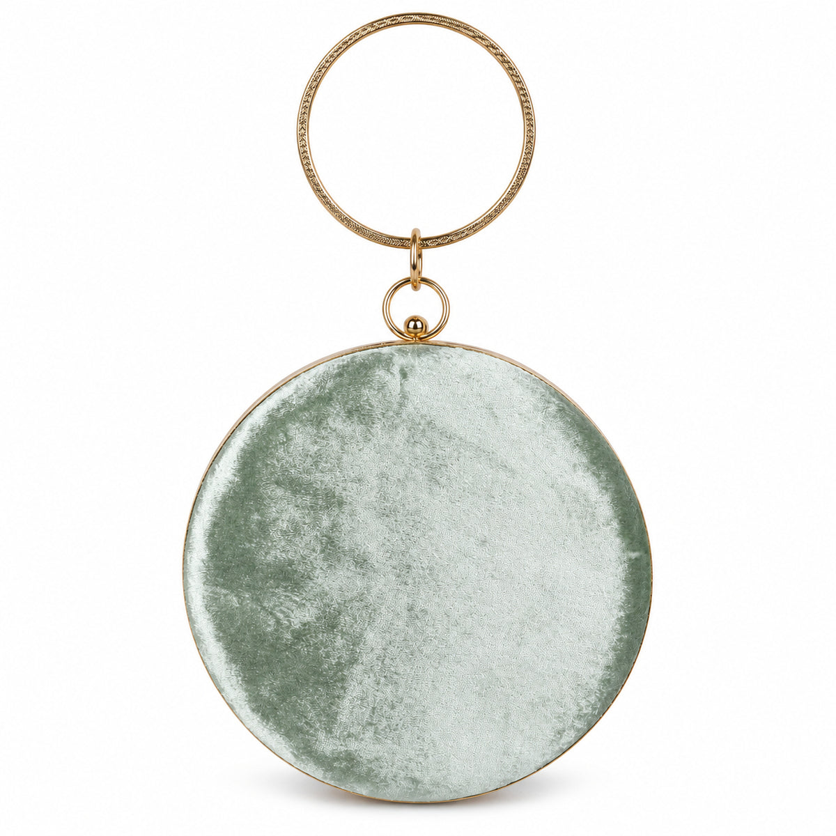 KarryQ Green Floral Brooch Velvet Clutch