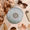 KarryQ Green Floral Brooch Velvet Clutch