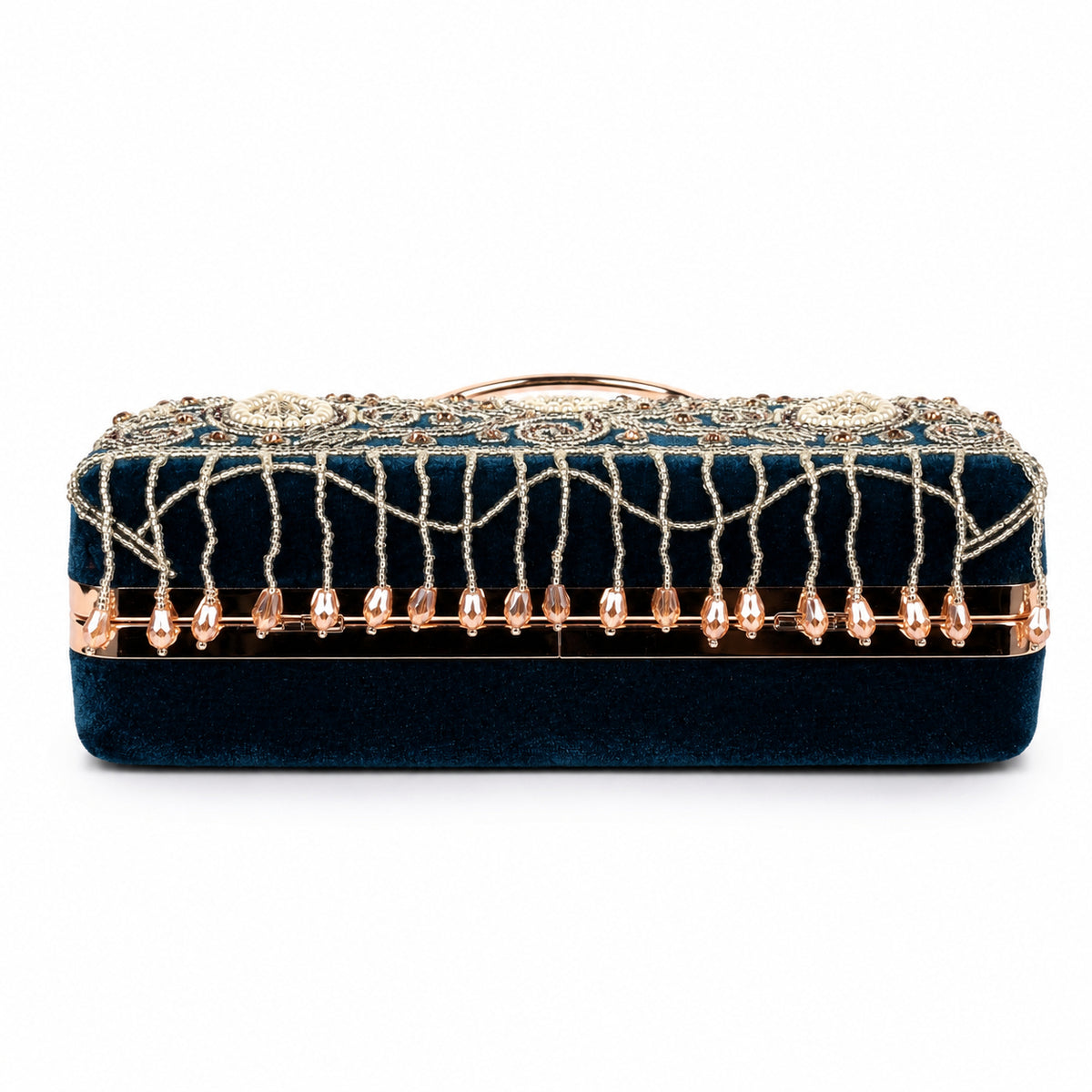 KarryQ Blue Paisley Velvet Clutch
