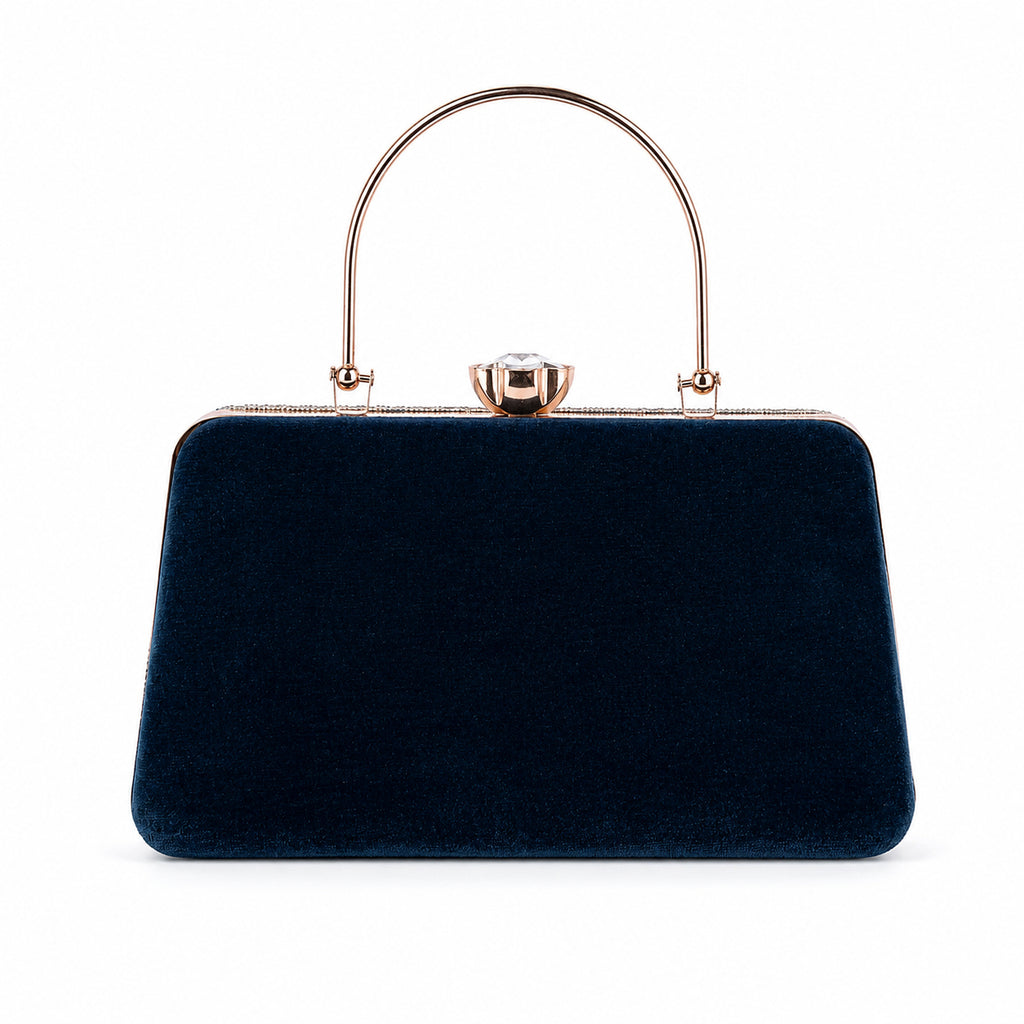 KarryQ Blue Paisley Velvet Clutch