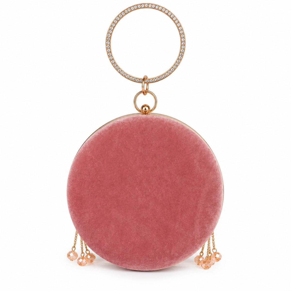 KarryQ Pink Lattice Embellished Velvet Clutch