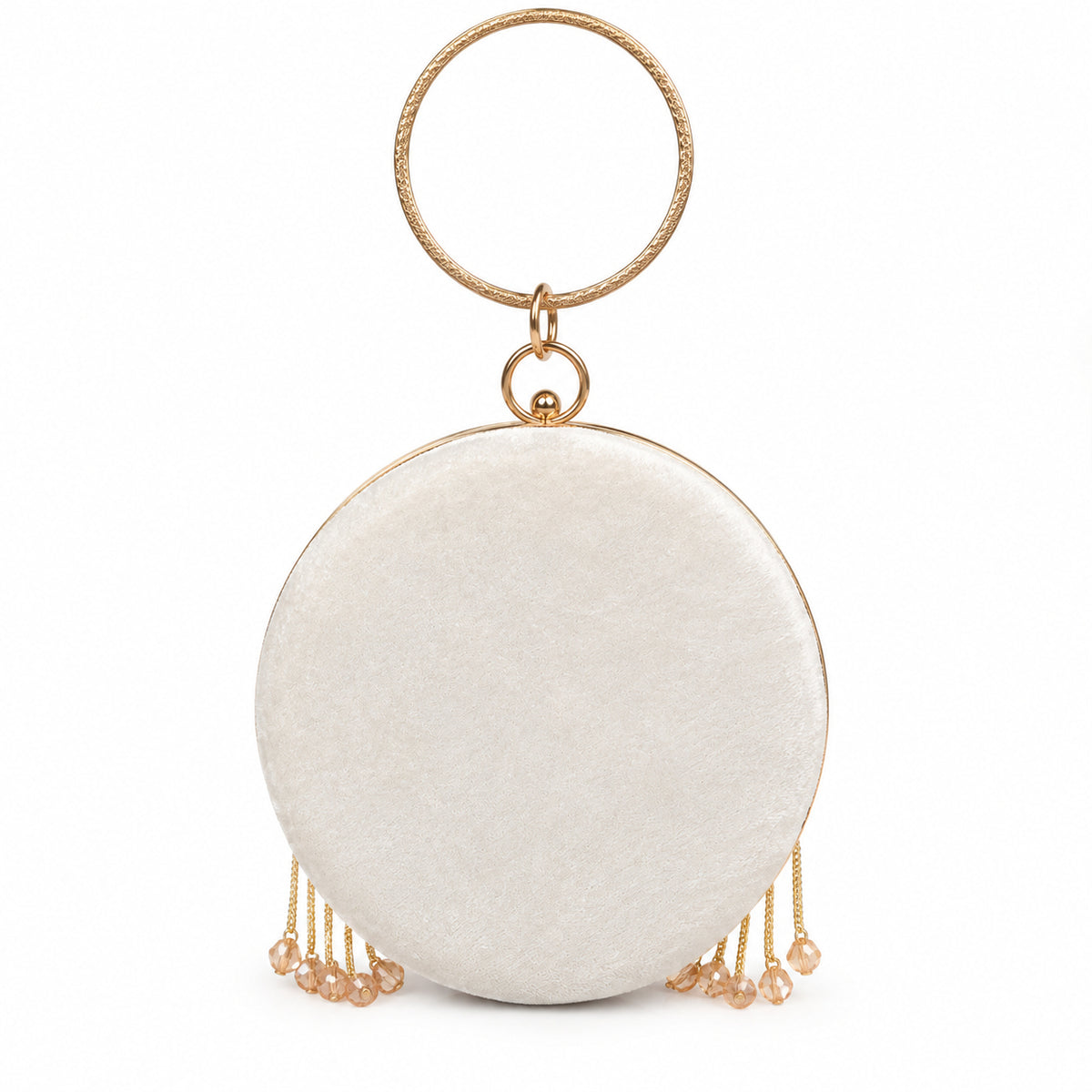 KarryQ White Lattice Embellished Velvet Clutch