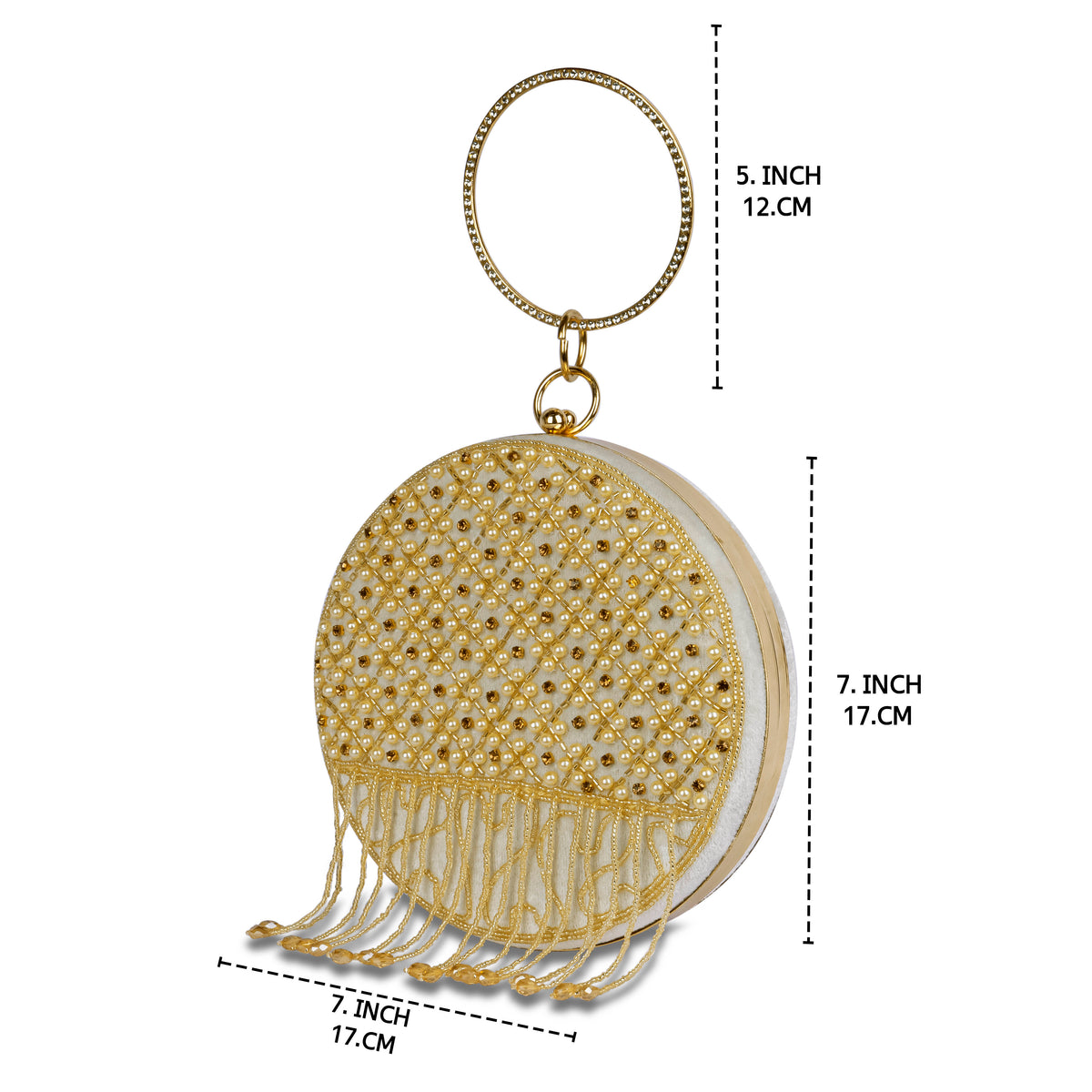 KarryQ White Lattice Embellished Velvet Clutch