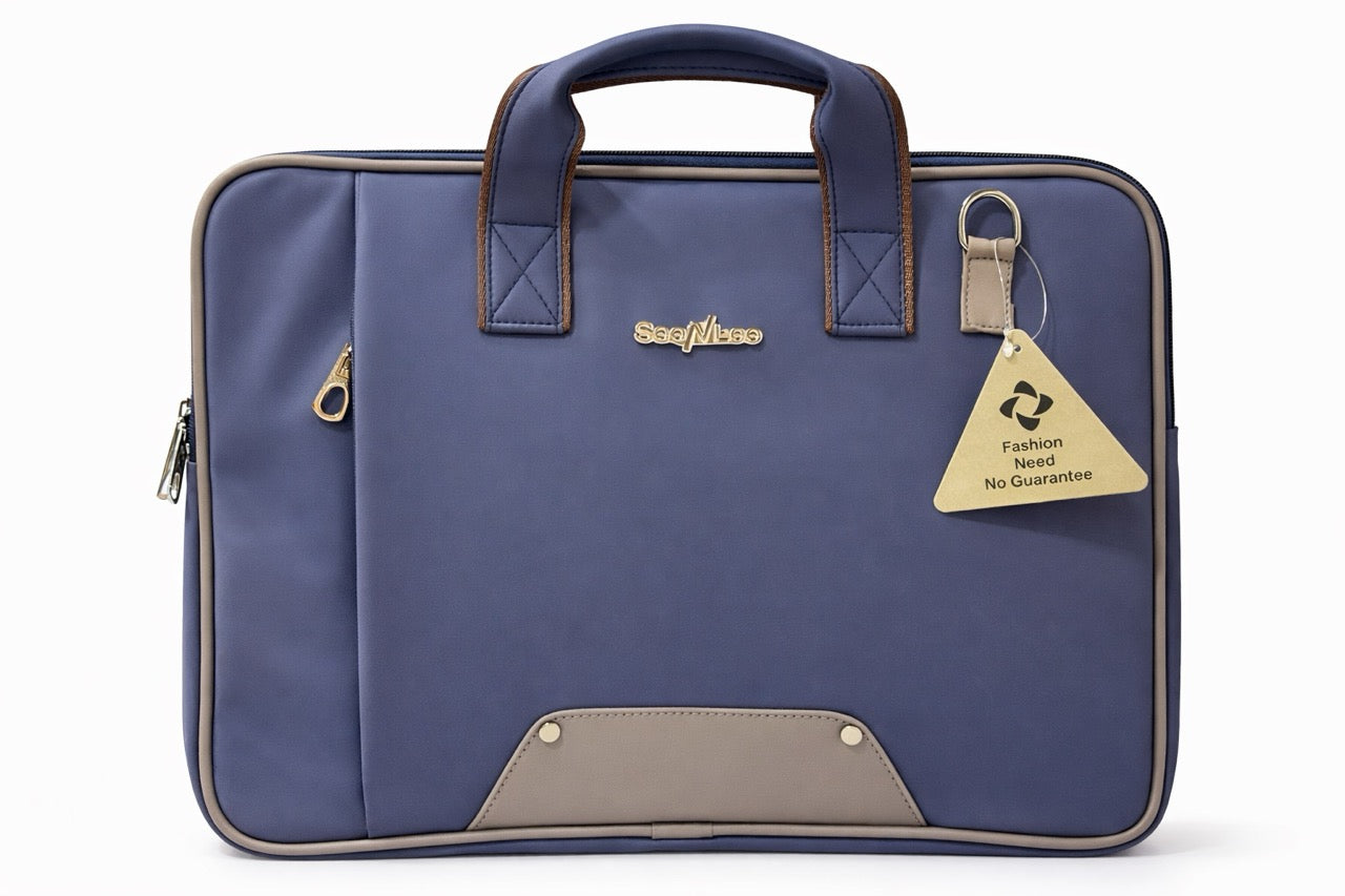 SeeNLee Premium Laptop Messenger Bag for Men & Women | Water-Resistant Office Briefcase | 15.6 Inch Laptop Carry Bag | Business Handbag with Shoulder Strap | Blue & Grey