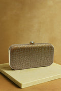KarryQ Luxe Gold Croc Texture Box Clutch for Women | Premium Party, Wedding & Evening Handbag