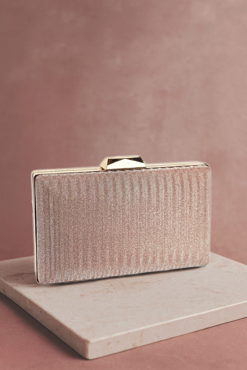 KarryQ Luxe Rose Gold Chain Box Clutch for Women | Premium Party, Wedding & Evening Sling Handbag