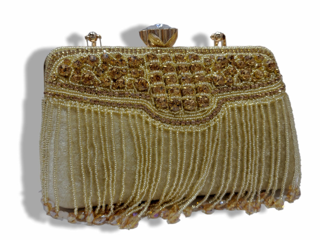 KarryQ Royal Golden Tassel Potli Clutch for Women | Premium Wedding, Festive & Party Handbag