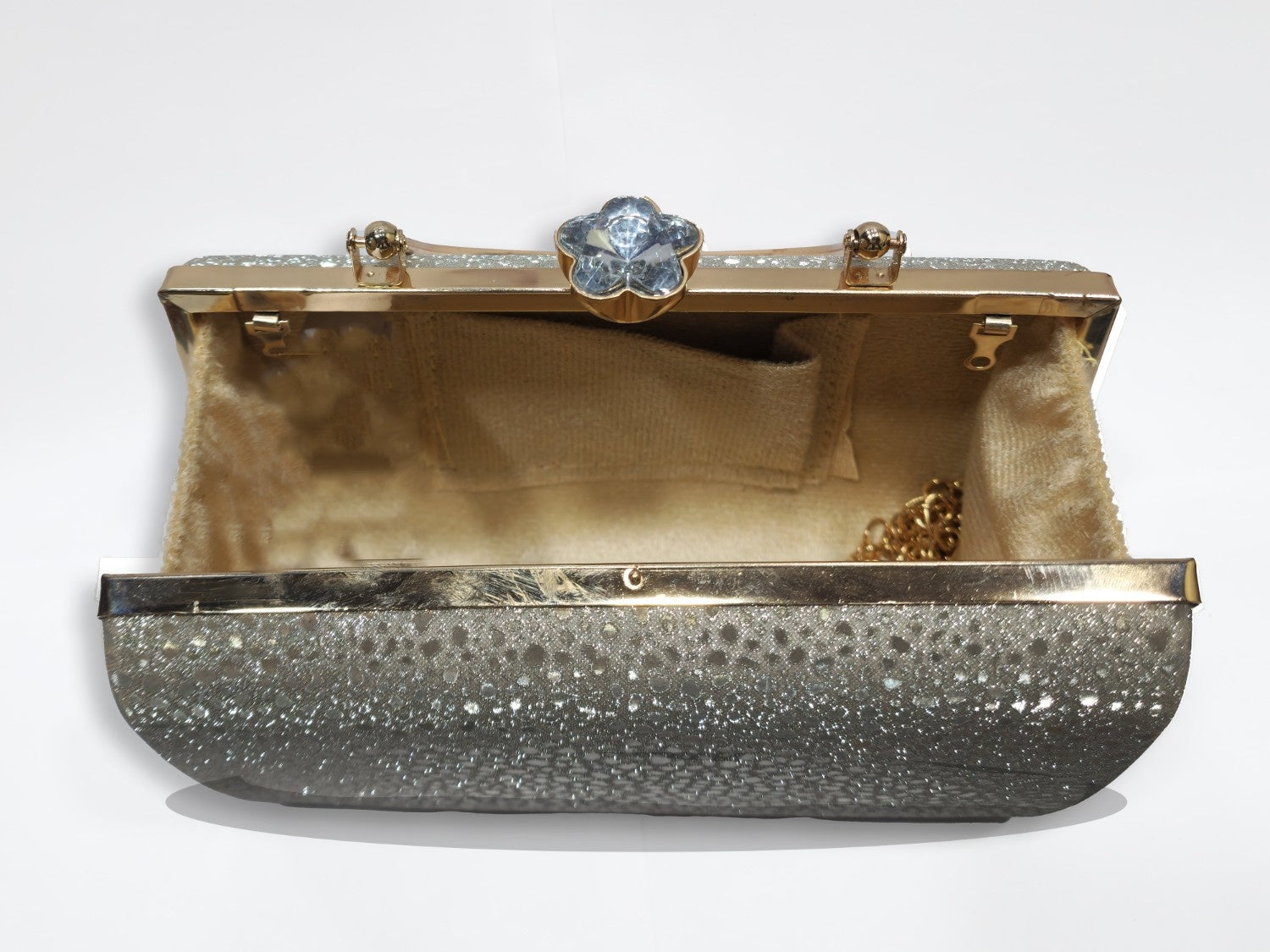 KarryQ Luxe Silver Metallic Box Clutch for Women | Premium Party, Wedding & Evening Handbag