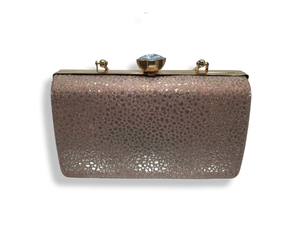 KarryQ Luxe Rose Gold Metallic Box Clutch for Women | Premium Party, Wedding & Evening Handbag