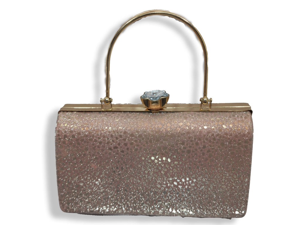 KarryQ Luxe Rose Gold Metallic Box Clutch for Women | Premium Party, Wedding & Evening Handbag