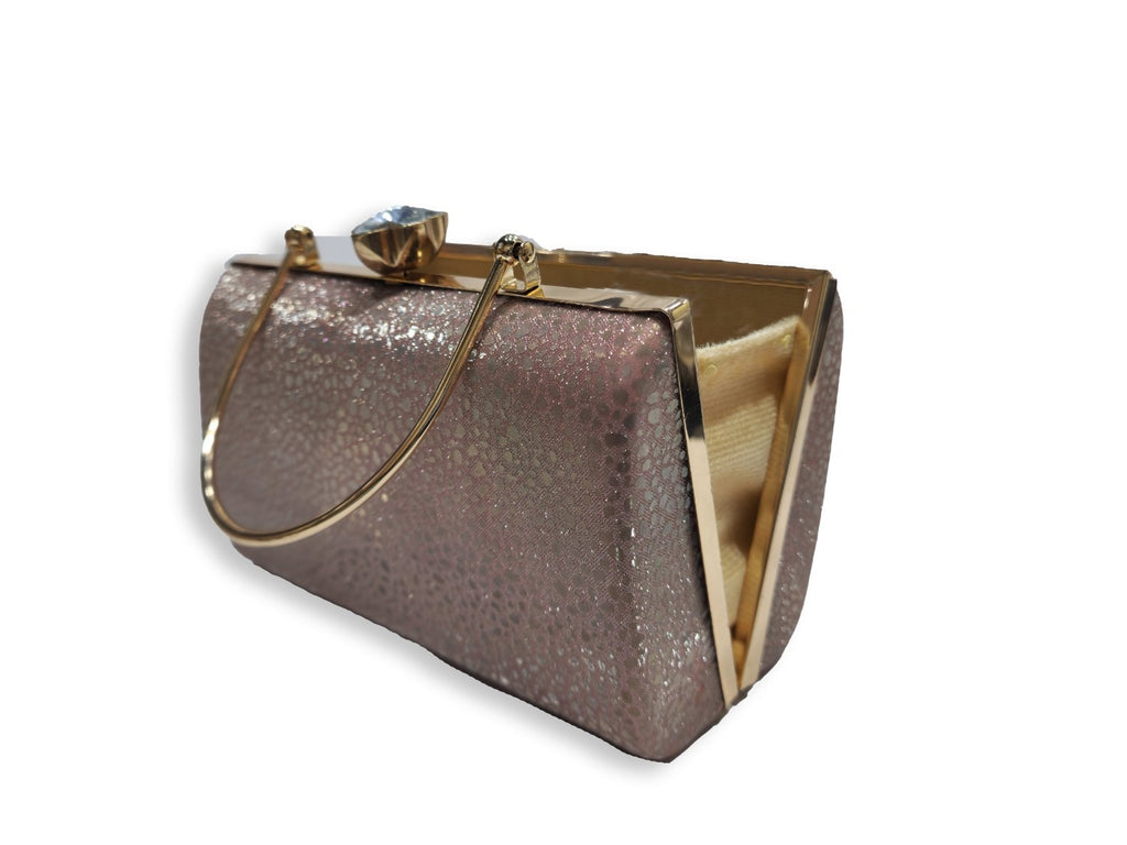 KarryQ Luxe Rose Gold Metallic Box Clutch for Women | Premium Party, Wedding & Evening Handbag