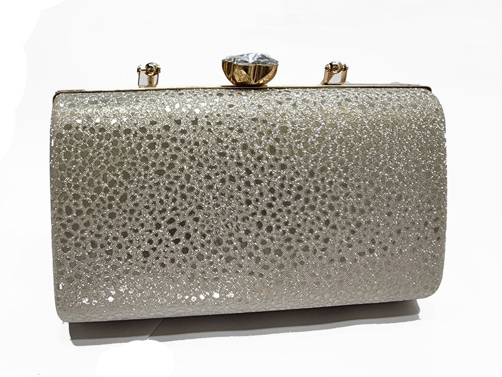 KarryQ Luxe Silver Metallic Box Clutch for Women | Premium Party, Wedding & Evening Handbag