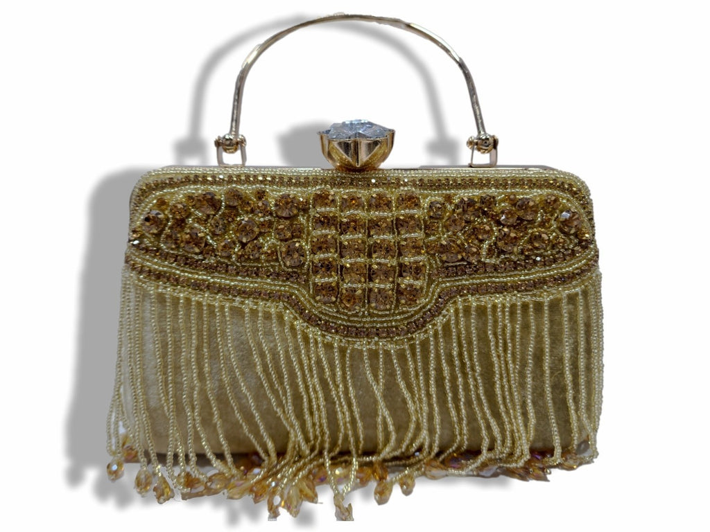 KarryQ Royal Golden Tassel Potli Clutch for Women | Premium Wedding, Festive & Party Handbag