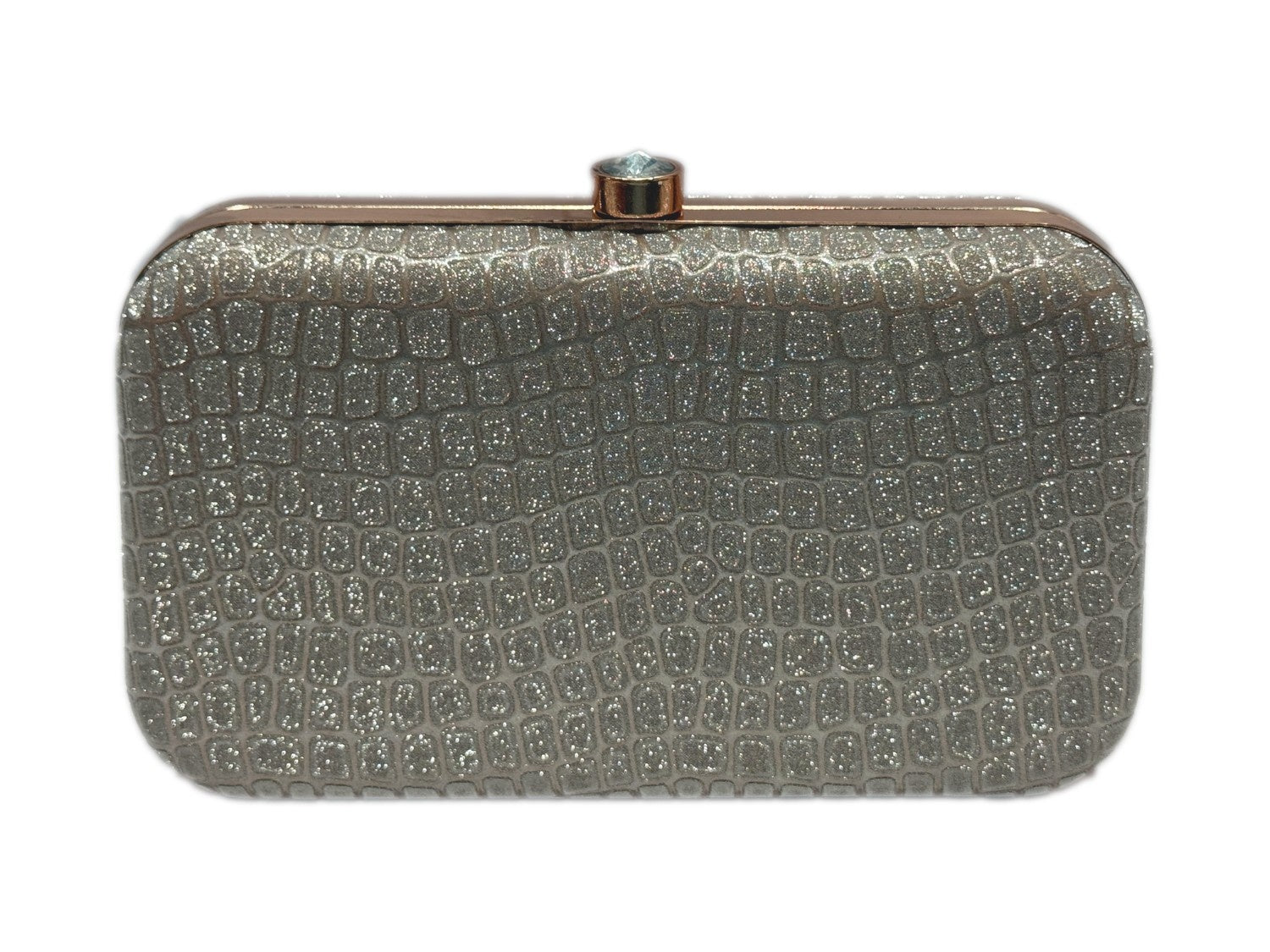 KarryQ Premium Glitter Croco Pattern Box Clutch for Women | Party & Wedding Evening Handbag | Elegant Gold Frame Clutch