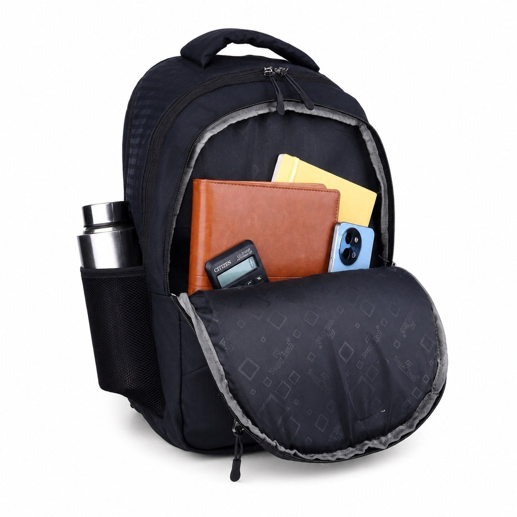 SeeNLee Unisex Laptop Backpack with Multiple Compartments, Bottle Pocket & Padded Shoulder Straps | Spacious School, College, Office & Travel Backpack – Black