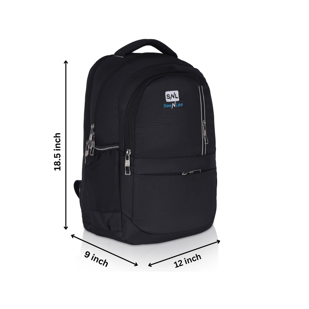 Seenlee Premium Black Backpack | Multipurpose Laptop Backpack for College, Office & Travel | Stylish Bag for Men & Women