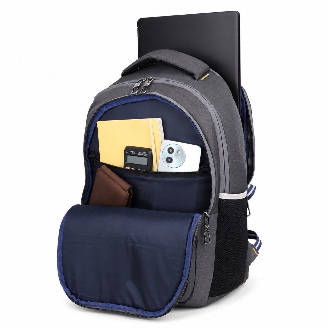 SeeNLee Unisex Laptop Backpack with Multiple Compartments, Bottle Pocket & Padded Shoulder Straps | Spacious School, College, Office & Travel Backpack – Charcoal Grey