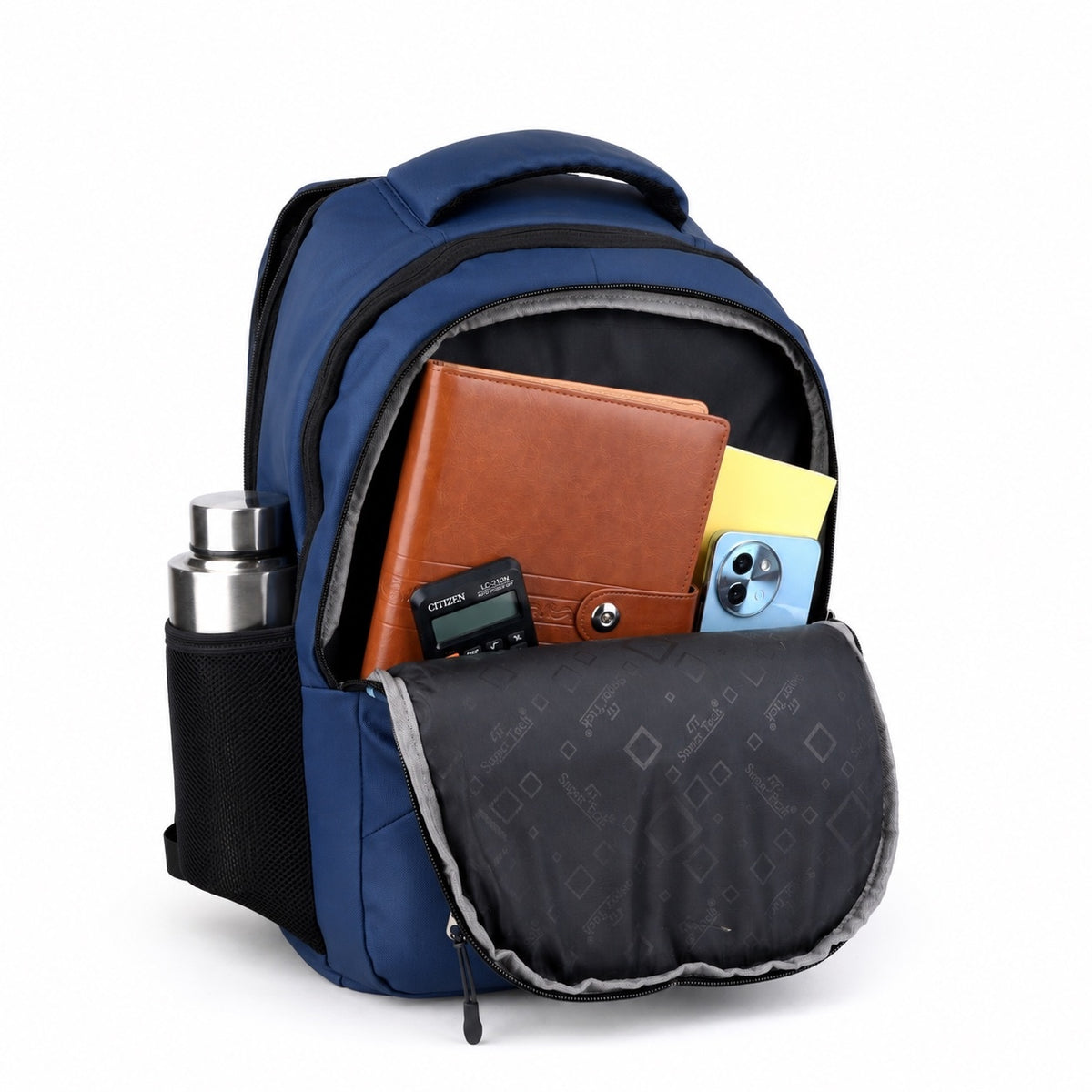 SeeNLee Unisex Laptop Backpack with Multiple Compartments, Quick Access Front Pockets, Bottle Pocket & Padded Shoulder Straps | College, School, Office & Travel Backpack – Navy Blue