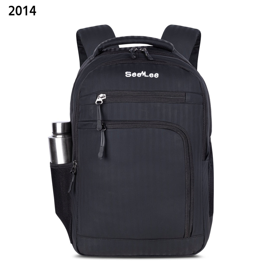 SeeNLee Unisex Laptop Backpack with Multiple Compartments, Quick Access Front Pockets, Bottle Pocket & Padded Shoulder Straps | School, College, Office & Travel Backpack – Black