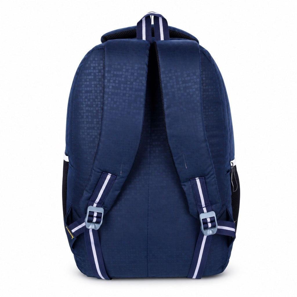 SeeNLee Unisex Laptop Backpack with Multiple Compartments, Bottle Pocket & Padded Shoulder Straps | Spacious College, School, Office & Travel Backpack – Navy Blue & Black