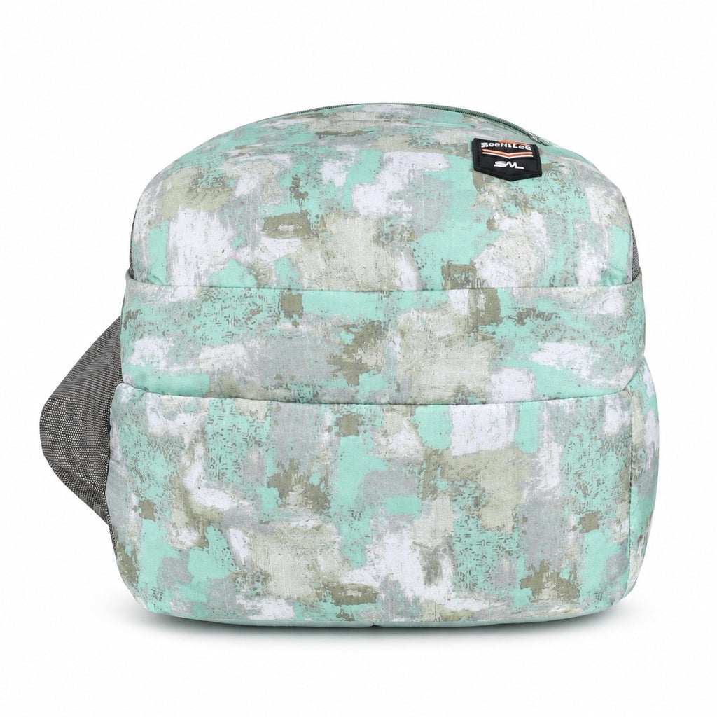 SeeNLee Unisex Printed Laptop Backpack with Multiple Compartments, Bottle Pocket & Padded Shoulder Straps | Spacious School, College, Office & Travel Backpack – Mint Green & Grey