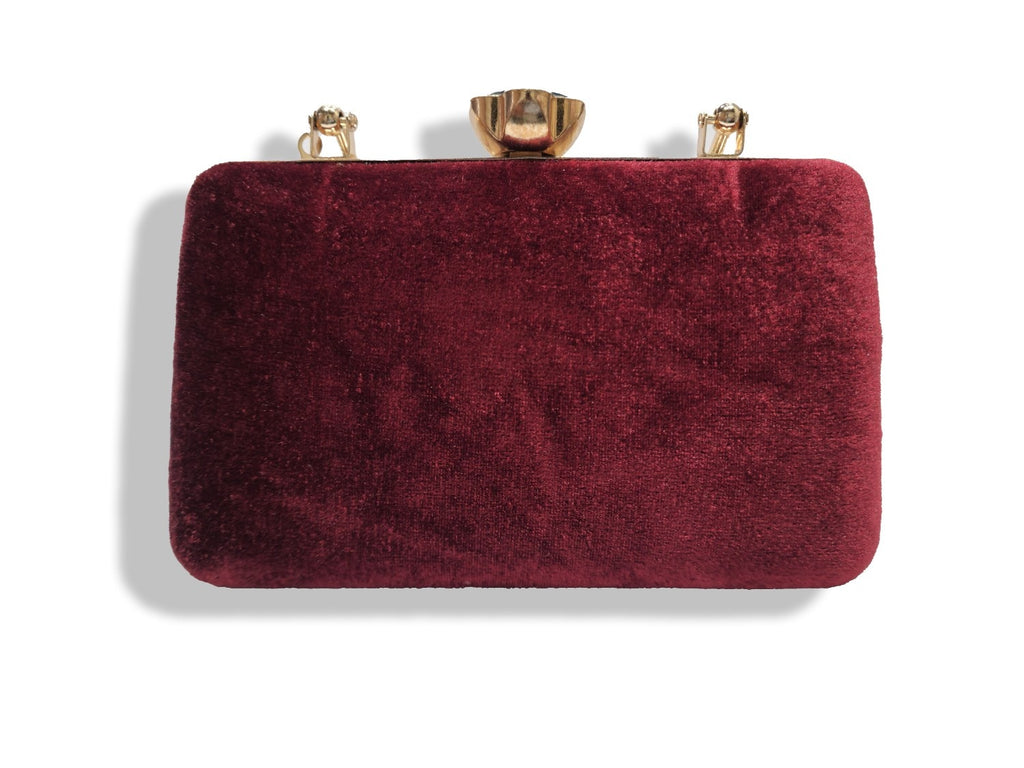KarryQ Royal Ruby Red Embellished Fringe Clutch for Women | Premium Ethnic Wedding, Festive & Party Handbag