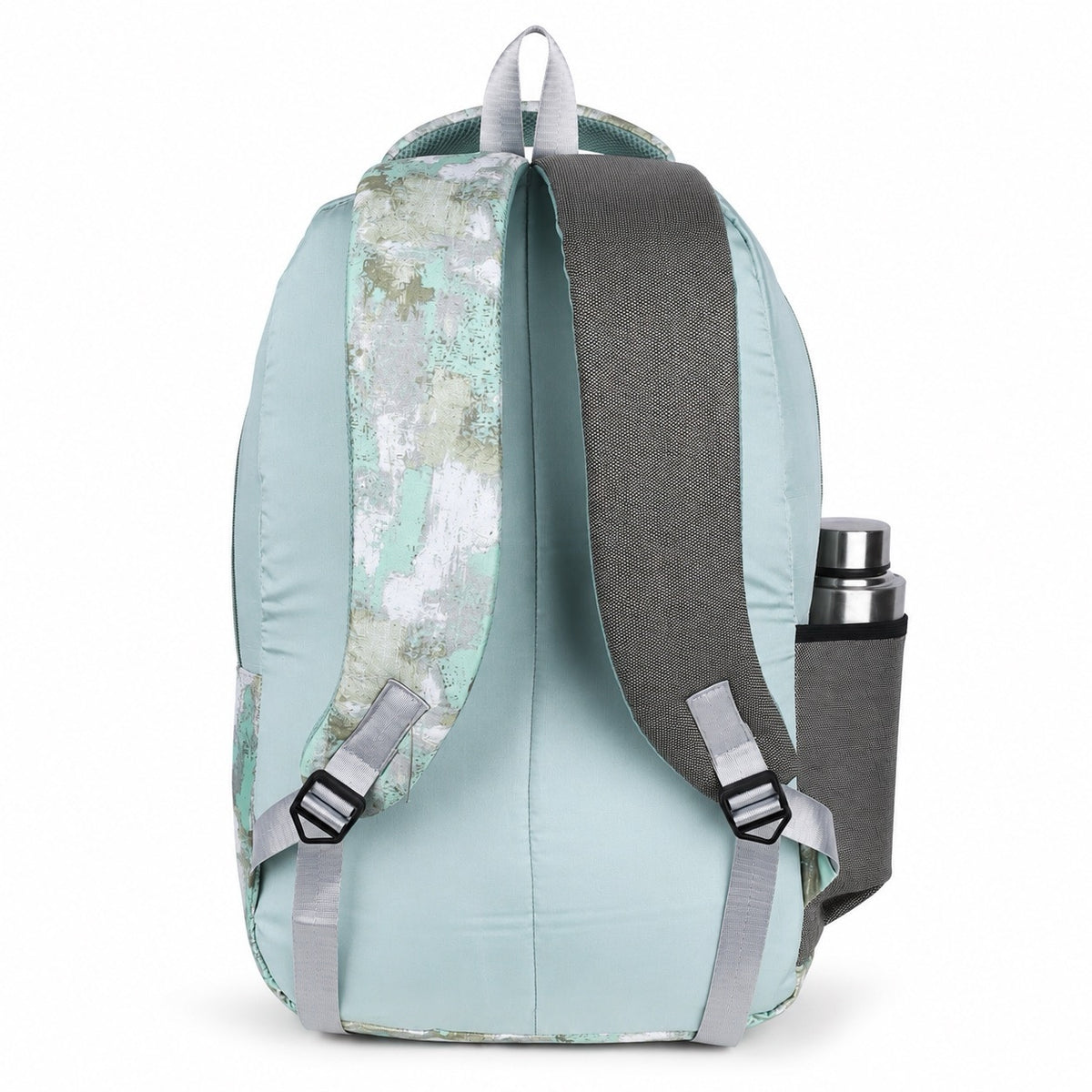 SeeNLee Unisex Printed Laptop Backpack with Multiple Compartments, Bottle Pocket & Padded Shoulder Straps | Spacious School, College, Office & Travel Backpack – Mint Green & Grey